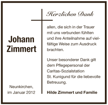 Traueranzeige von Johann Zimmert von Pegnitz-Zeitung